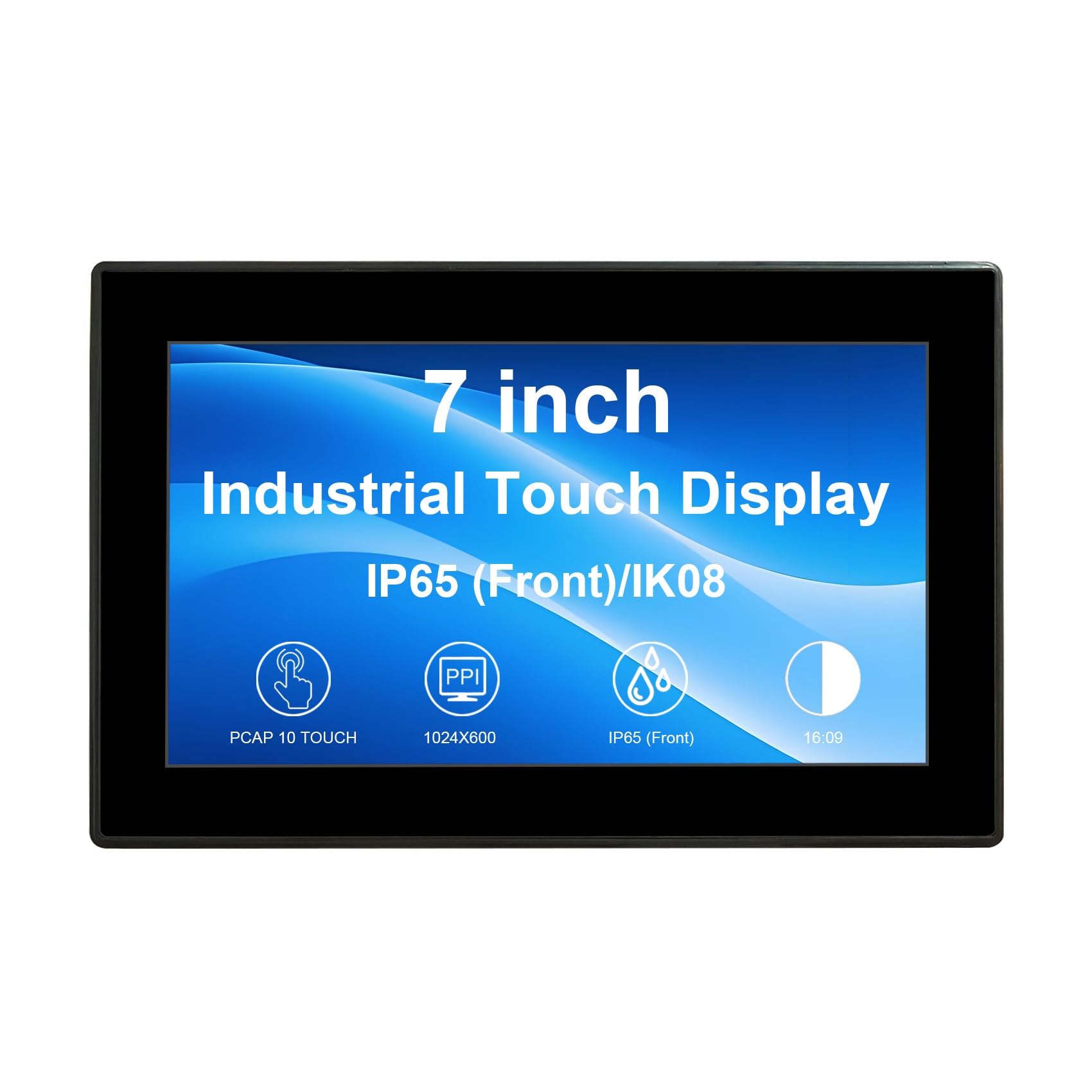 VSDISPLAY 7'' Industrial Touch Monitor,1024x600 IPS, IP65 Front Waterproof