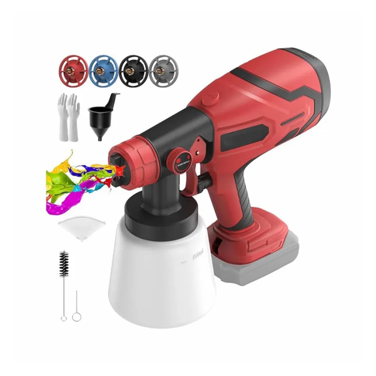 Pistola Rociadora, Pistola de pintura en aerosol eléctrica con 5 boquillas y depósito 800 ml: ideal for muebles, casas, cercas paredes