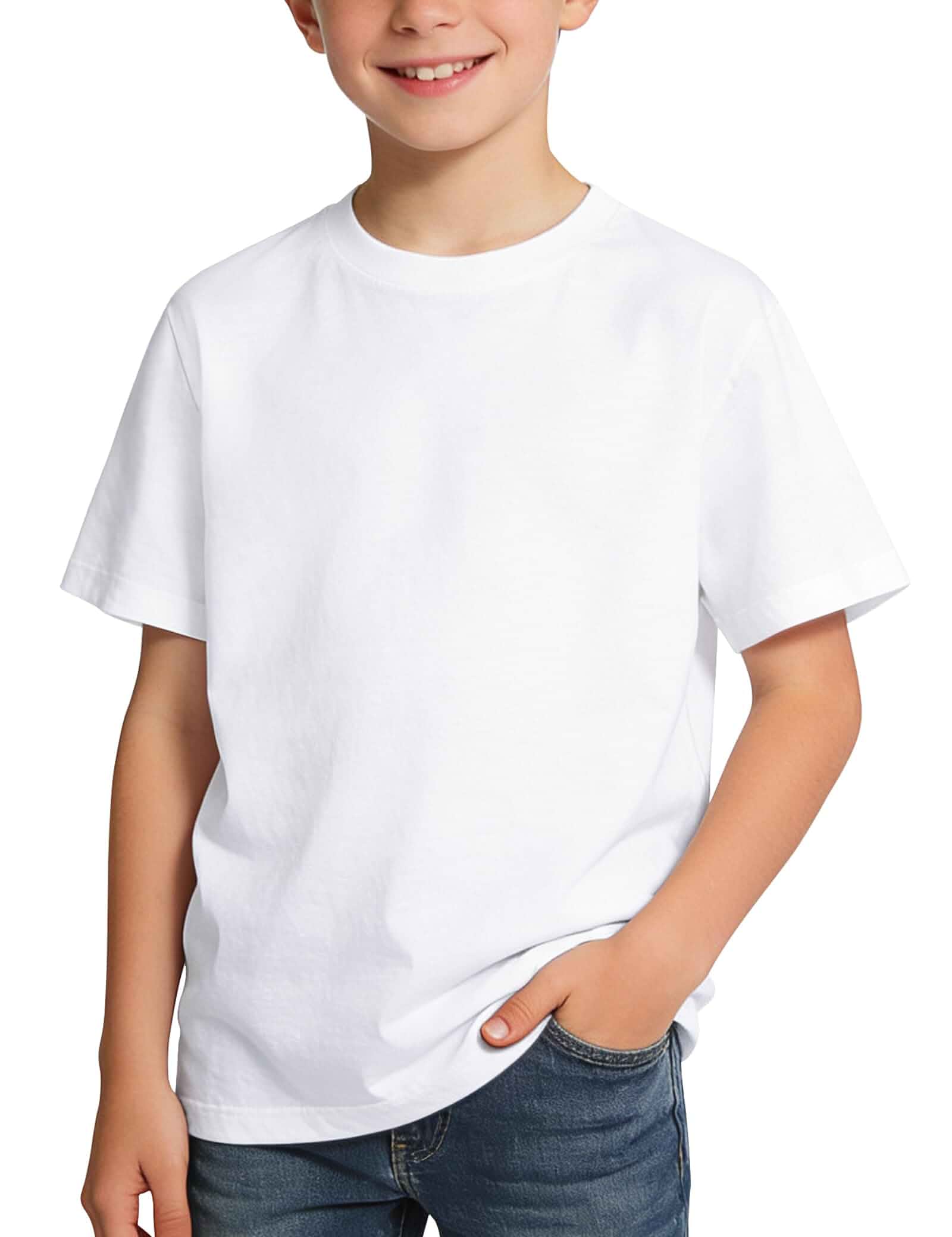 BOOPH Boys Shirts Short Sleeve T-Shirts Kids Basic Crewneck Tops Cotton Tee | Casual Clothes 5-14 Years