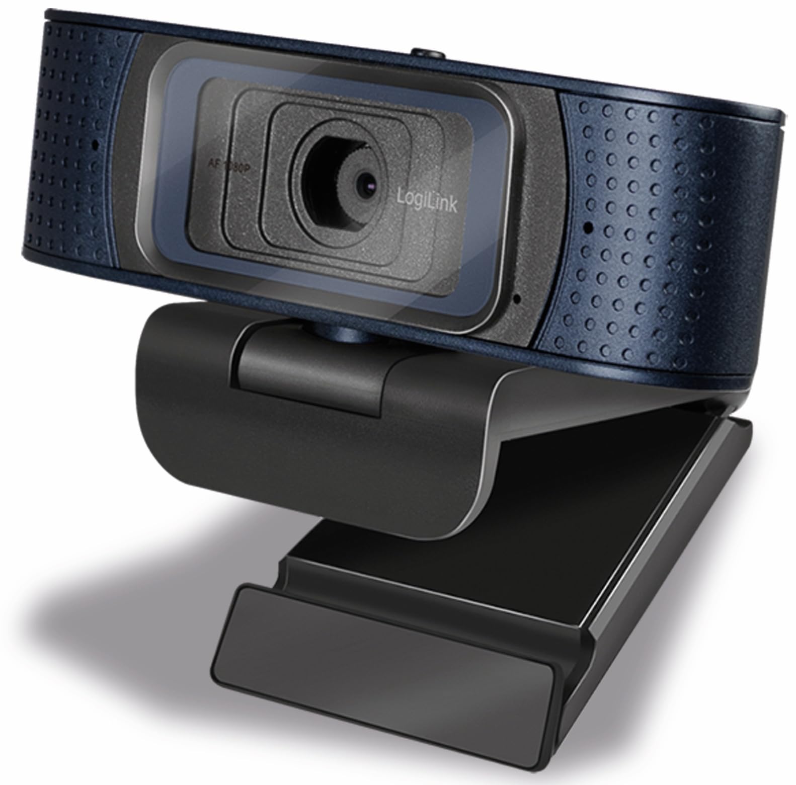 LogiLink UA0379 - Cámara web HD USB profesional, lente gran angular de 80°, micrófono dual con cancelación de ruido, enfoque automático, cubierta de privacidad para videoconferencias