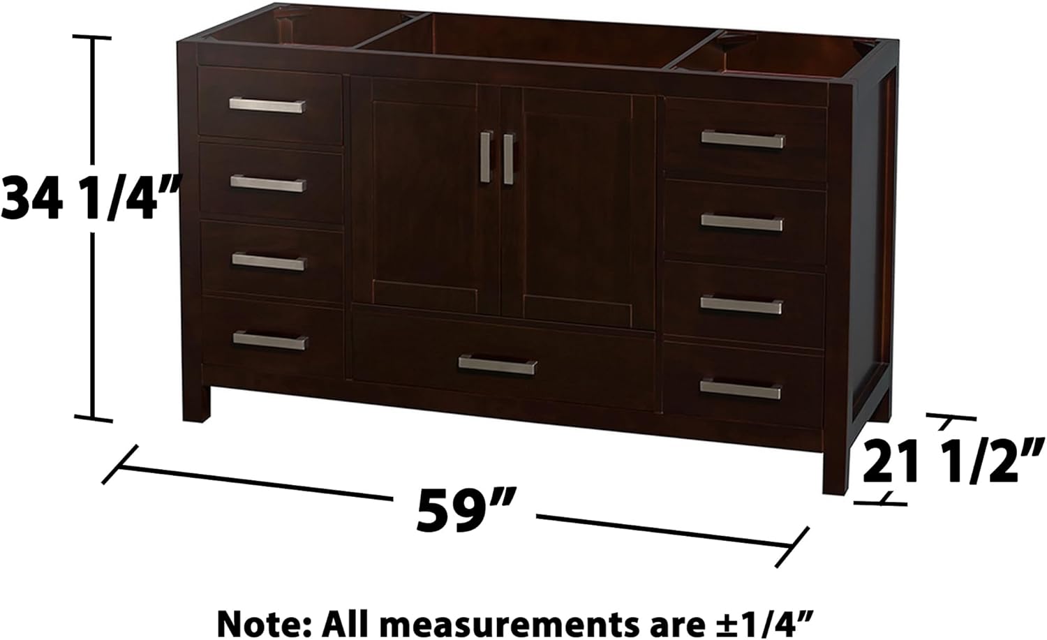 Wyndham Collection Sheffield 60 inch Single Bathroom Vanity in Espresso, No Countertop, No Sink, and 58 inch Mirror