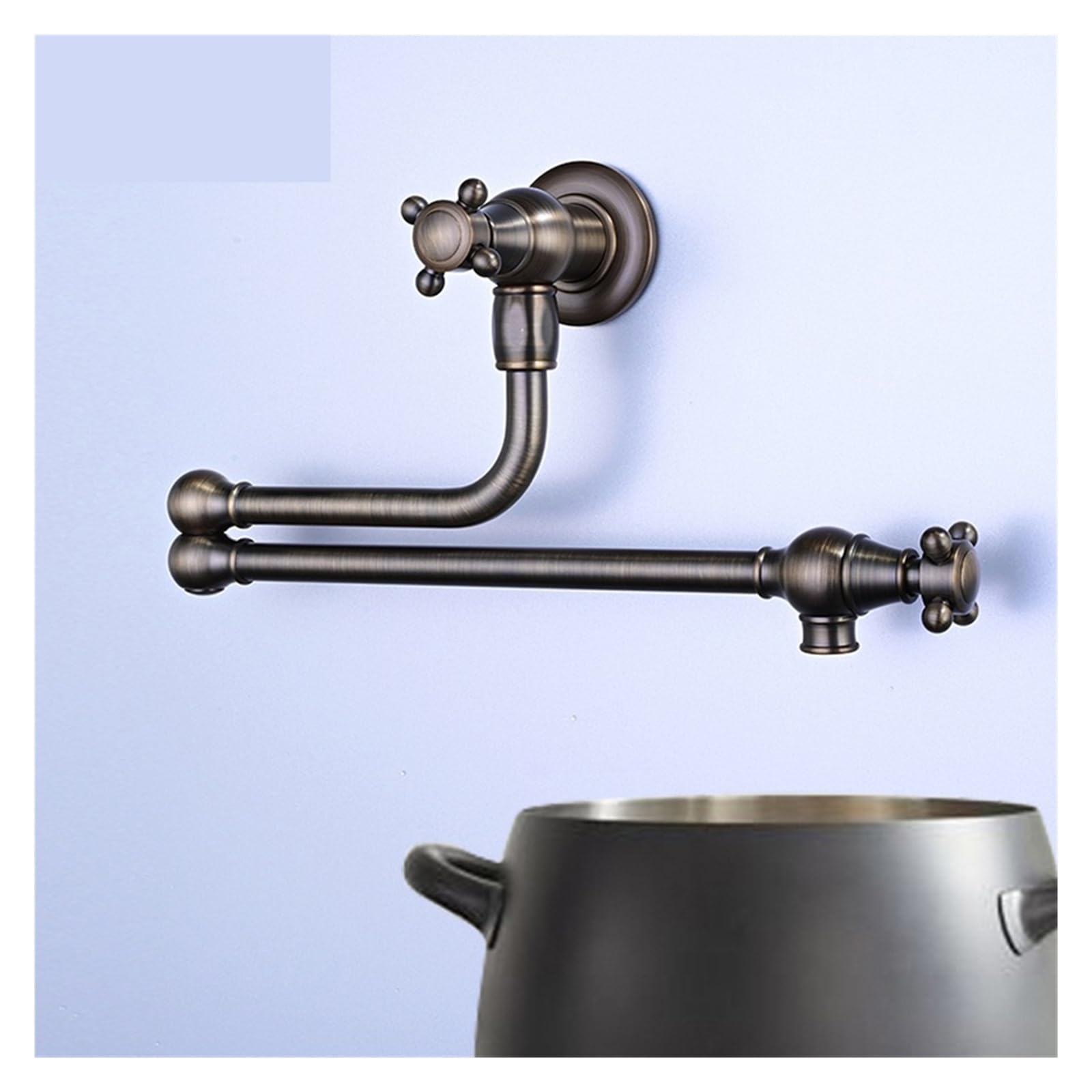 Grifo de cocina plegable latón macizo for llenar ollas, acabado gris cepillado, montaje en pared, giratorio 360 grados, cromado para la mayoría de los escenarios(Chrome)