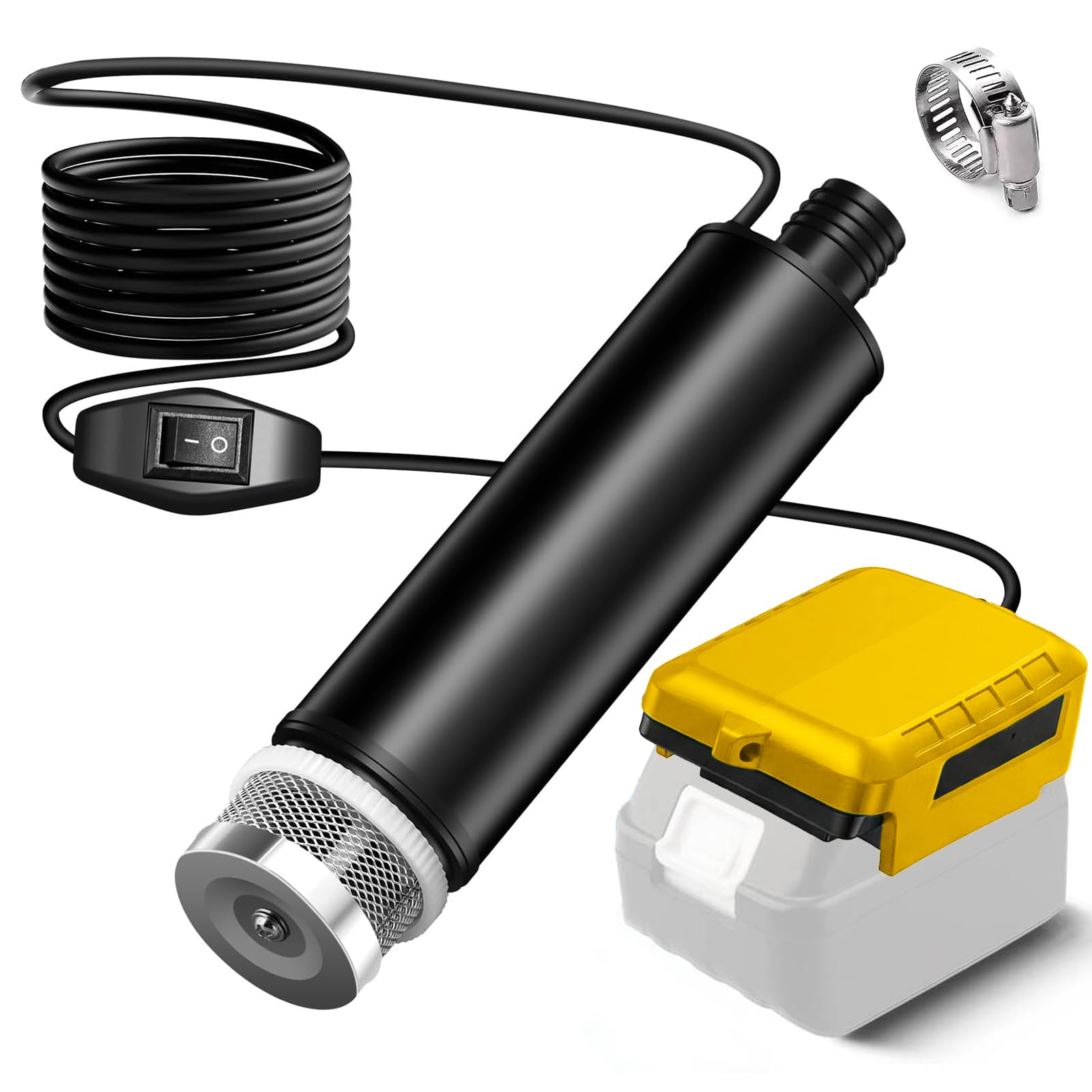 Cordless Submersible Water Pump Compatible with Dewalt 18V 20V Battery, 100W 500GPH Portable Transfer Water Pump fits Camping Tub Garden Caravan Pond Draining Job Sites (No Battery)
