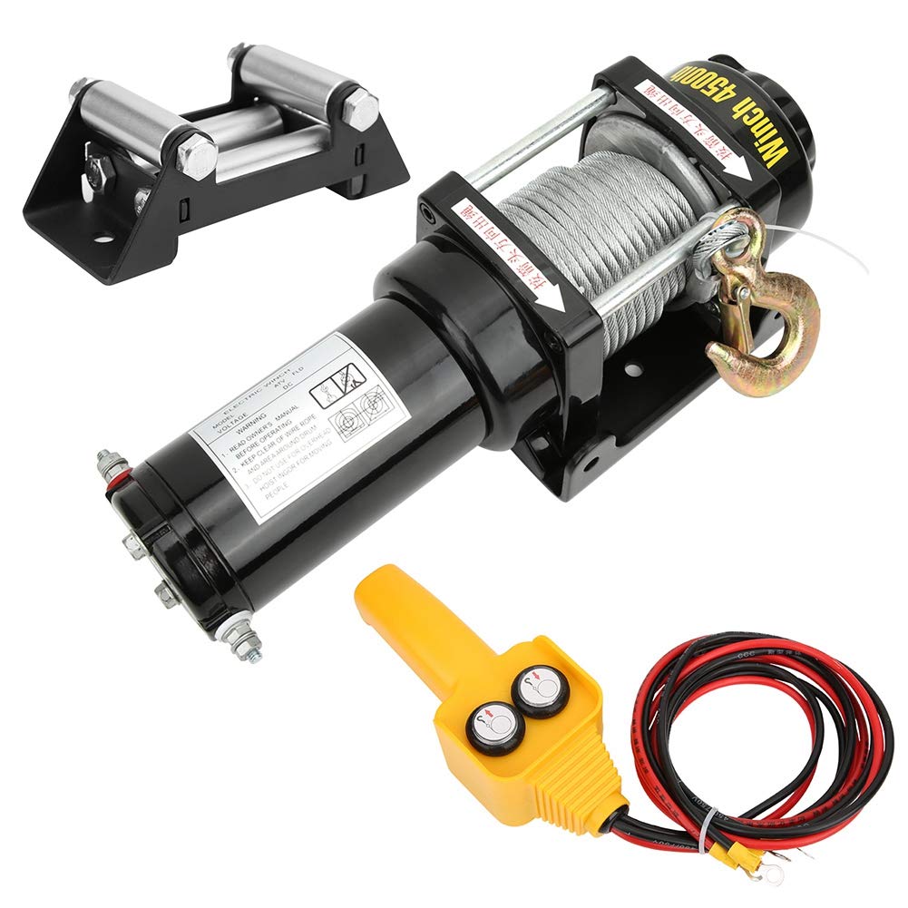 FTVOGUE Wciągarka Elektryczna 12 V 4500 Funtów Akcesoria Mechaniczne Wciągarka Samochodowa do zastosowań Terenowych i Przemysłowych Dwufunkcyjny Sprzęt do Ciągnięcia dla Właścicieli Pojazdów