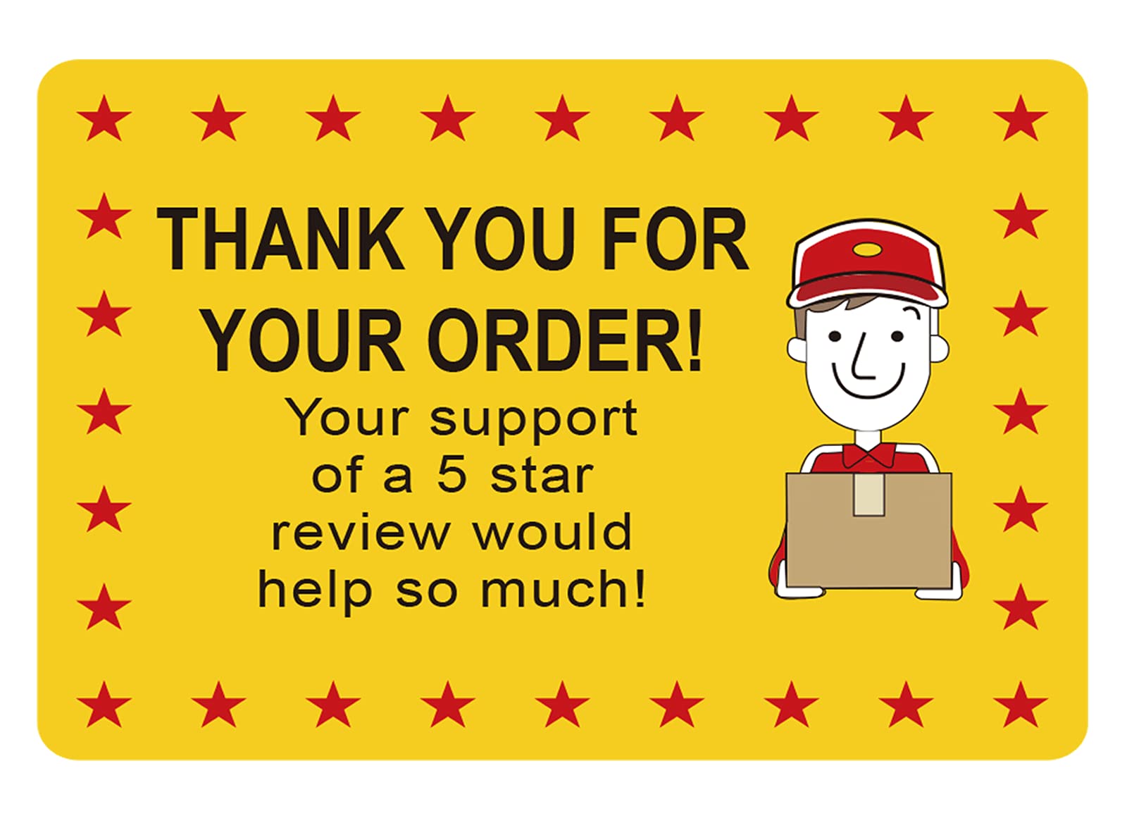 Well Tile Food Delivery Tamper Evident Labels 2 x 3 Inch 5 Star Review Delivery Stickers - 250 Adhesive Stickers for Safe Food delivery (Yellow, 2 x 3 inch)