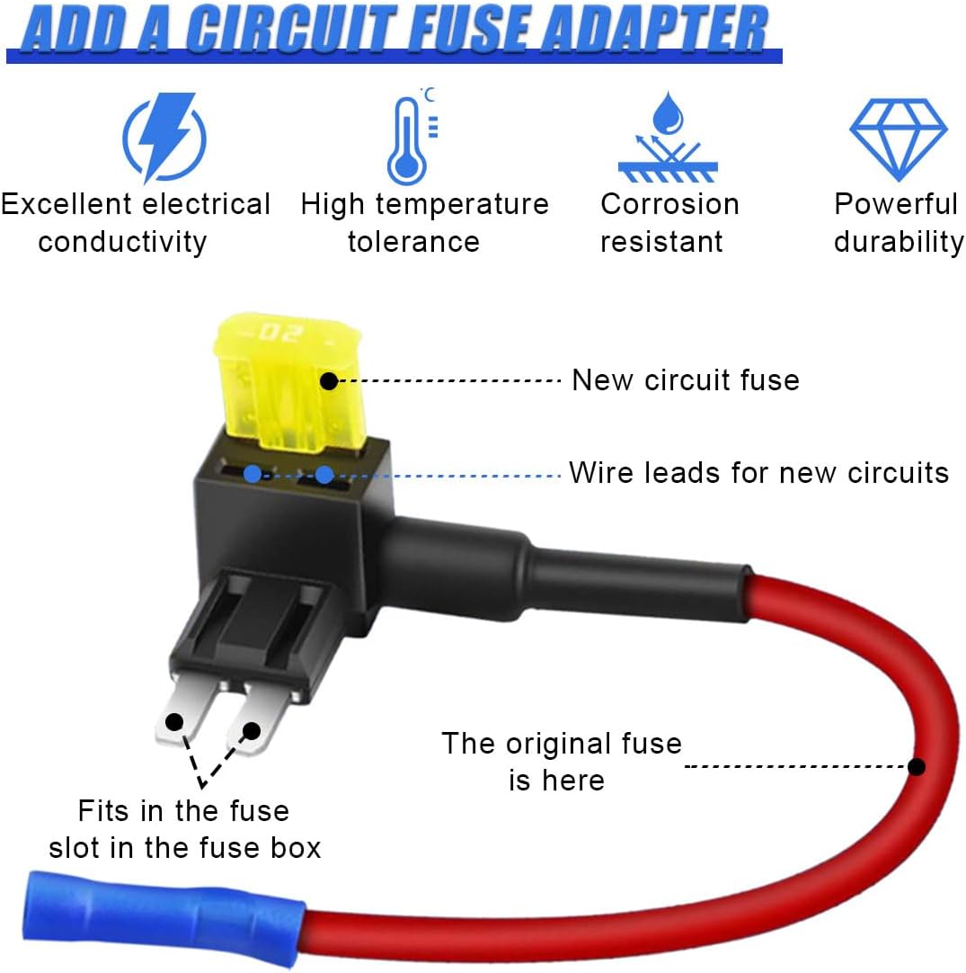 ZIMISI 10PCS Micro2 Fuse Tap, 12V 50058R Micro II with 20A Fuses Holder, Car Add a Circuit Fuse Tap Adapters, Car ATR Blade Adapter Add On Dual Circuits for Vehicles Trucks Boats (Micro2)