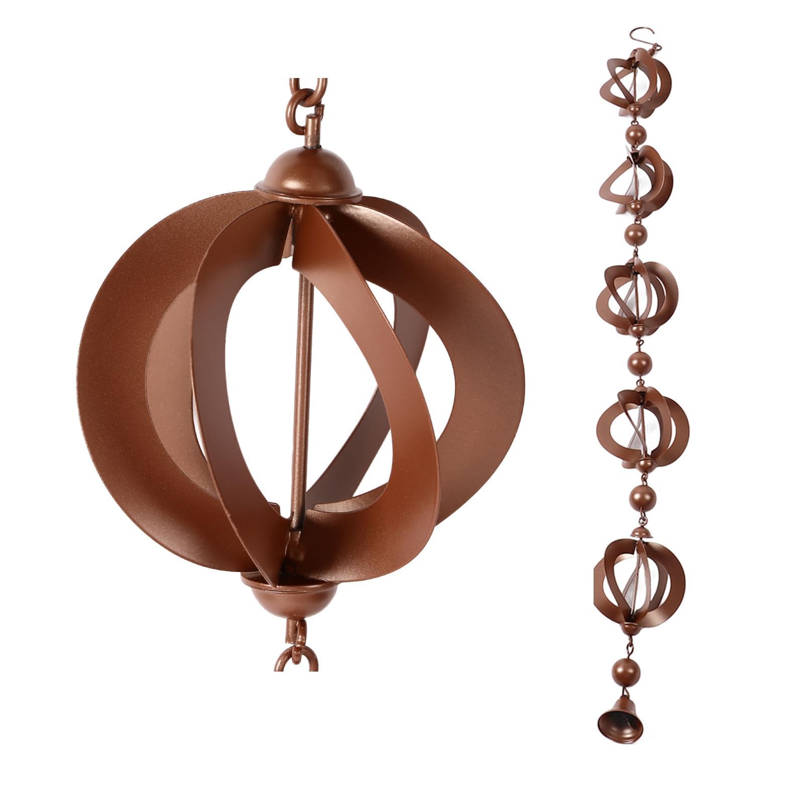 Catene Pioggia Grondaie Con Uccellini - Decorazione Metallo 2.4m Per Esterni (8 Uccelli Bronzo) - Foto 2