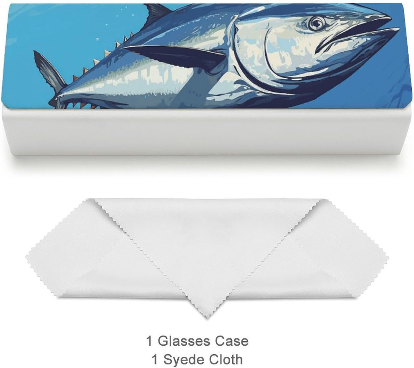 Portable Travel Spectacle Case with Cleaning Cloth, Hard Shell Square Large Sunglasses Box, PU Leather Colorful Tuna Eyeglasses Protector Cases for Woman, Man image 3