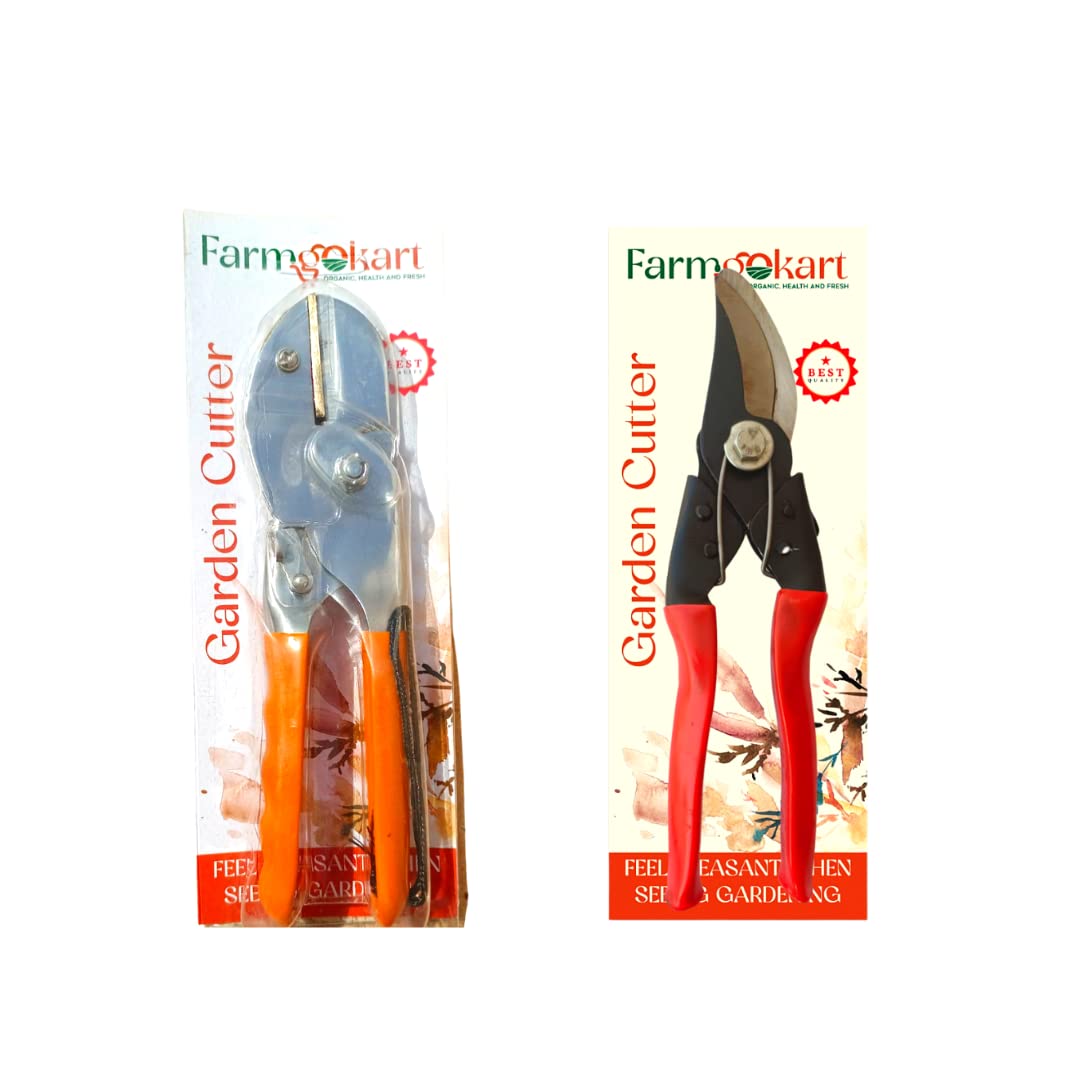 Farmgokart | Double Roll Cut Secateurs (Orange Plant Cutter) and Plant Pruner Secateurs | Bypass Blade Cutter | Red Plant Cutter |Home & Terrace Premium Garden Tool Set of 2 pcs | (B0B3XXKBXN) Amazon Price History, Amazon Price Tracker