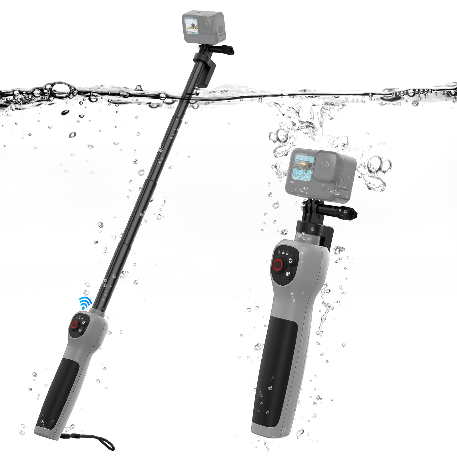 Amazon | 防水自撮り棒ポールリモコン付き、33.45インチ/85cmアルミ