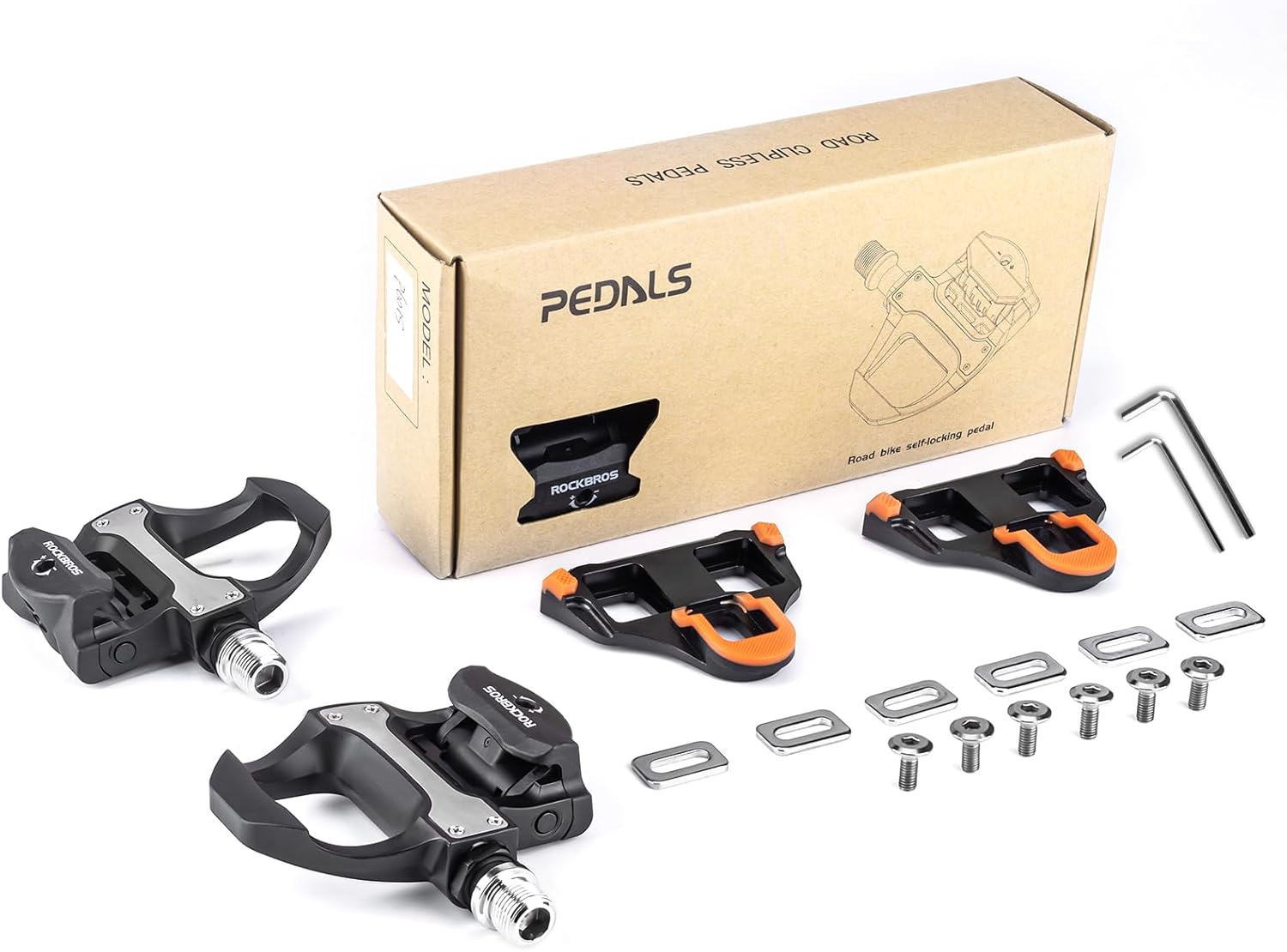 ROCKBROS Road Bike Pedals SPD Locking Cycling Pedals Lightweight Nylon Bicycle Pedals Platform Pedals Wear Resistant and Non-Slip with Chromium-Nickel Steel Shafts Adjustable Tension Bike Accessories