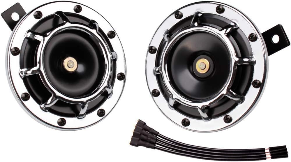 FARBIN Car Horn 12V Super Tone Horn High Tone/Low Tone Metal Twin Horn Kit with 2Pcs Connector Harnesses Cable for Honda