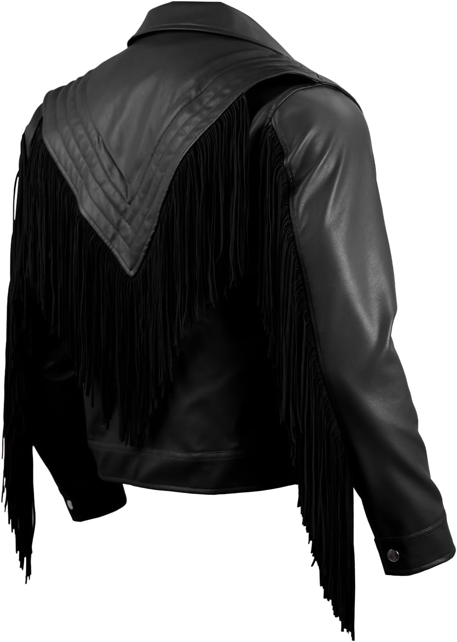Naywig Faux Leather Western Cowboy Jacket With Fringes Garret Garrison Cosplay Costume For Mens And Boys - Image 4