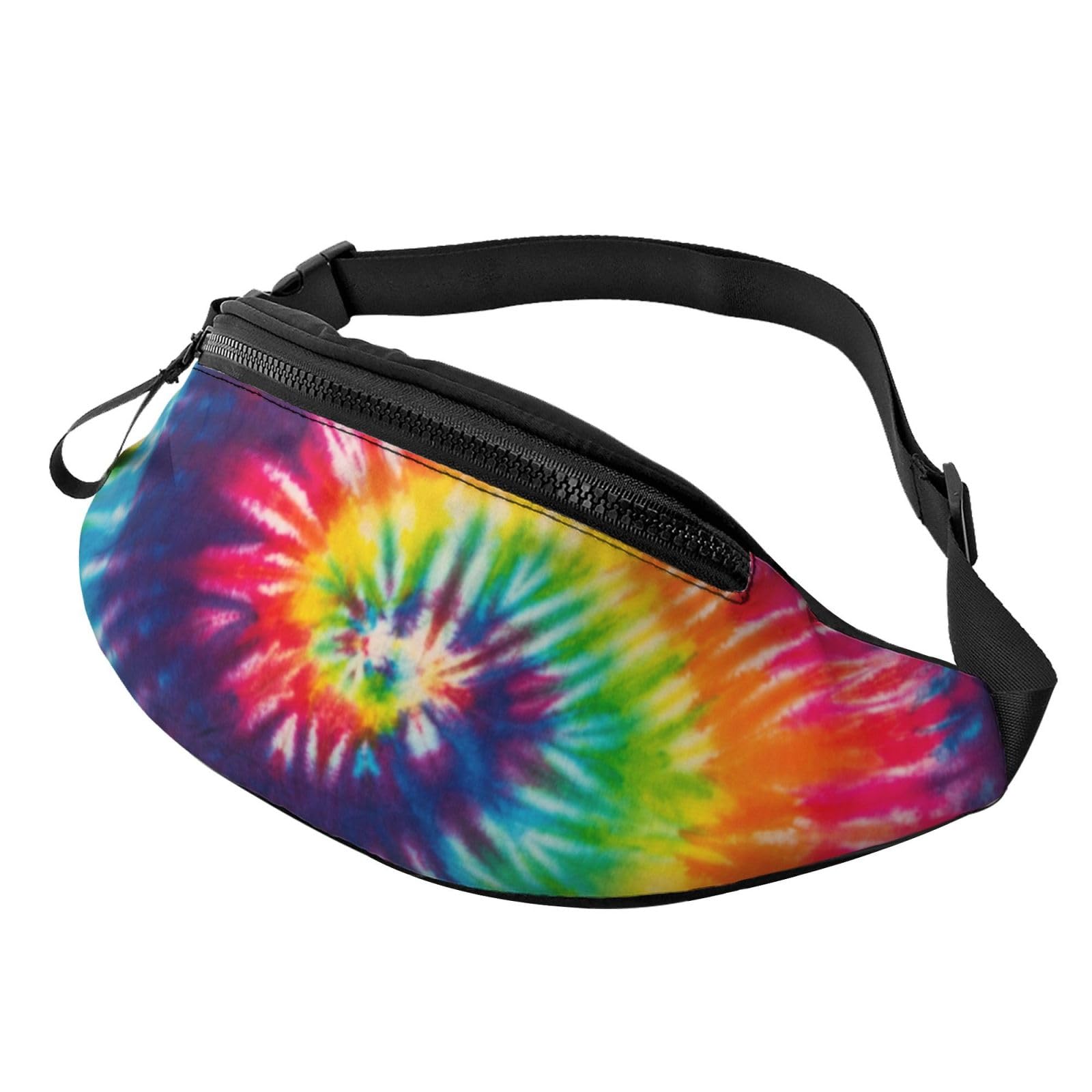 Colorful Tie Dye Rainbow Fashion Casual Fanny Pack Waist Bag Men Women Adjustable Belt Waist Bag For Travel Hiking Cycling Running Festival Carnival