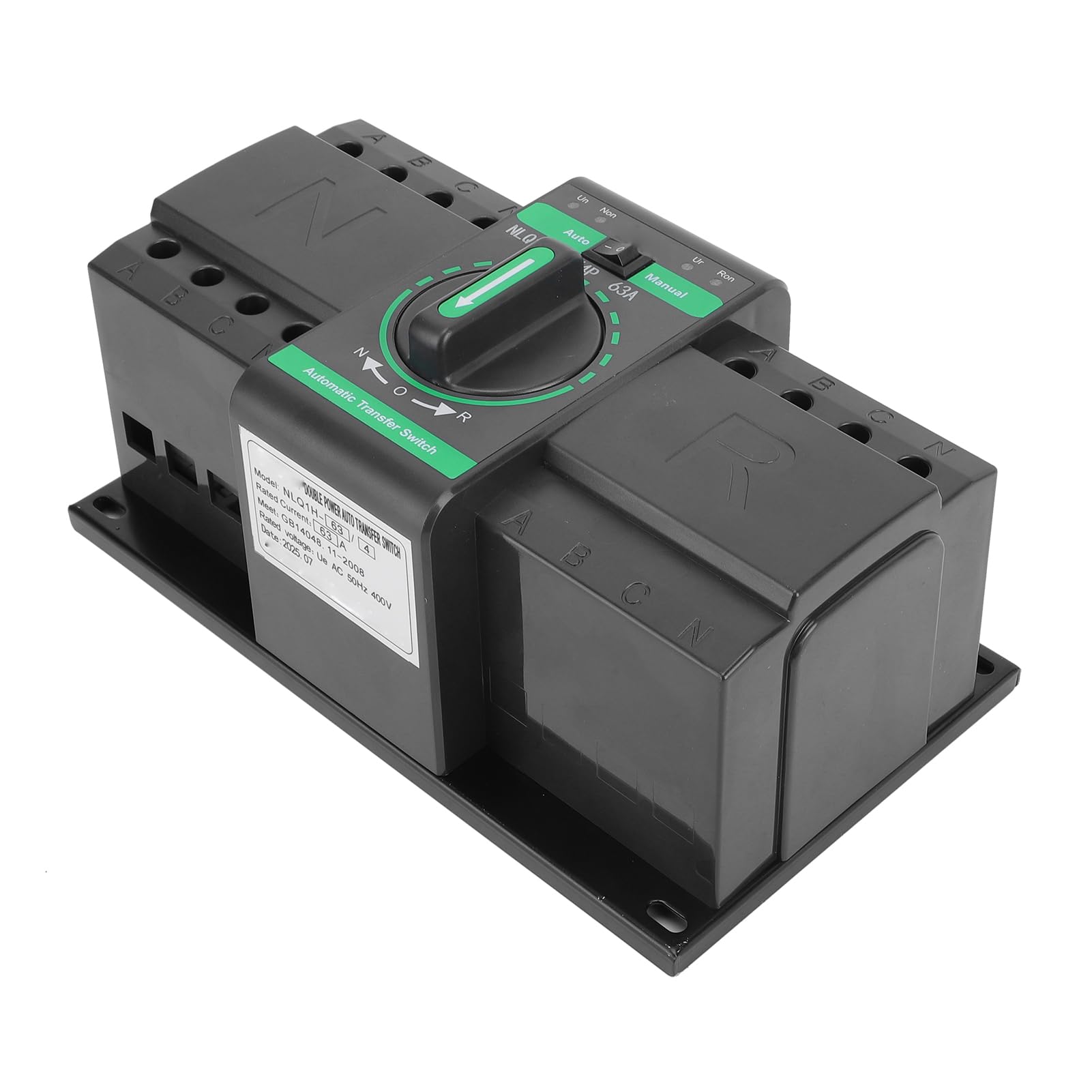 ASHATA Interruptor de Transferencia Automática de Doble Potencia 63A, Compacto y Confiable para Uso Doméstico e Industrial, Carcasa Retardante de PC