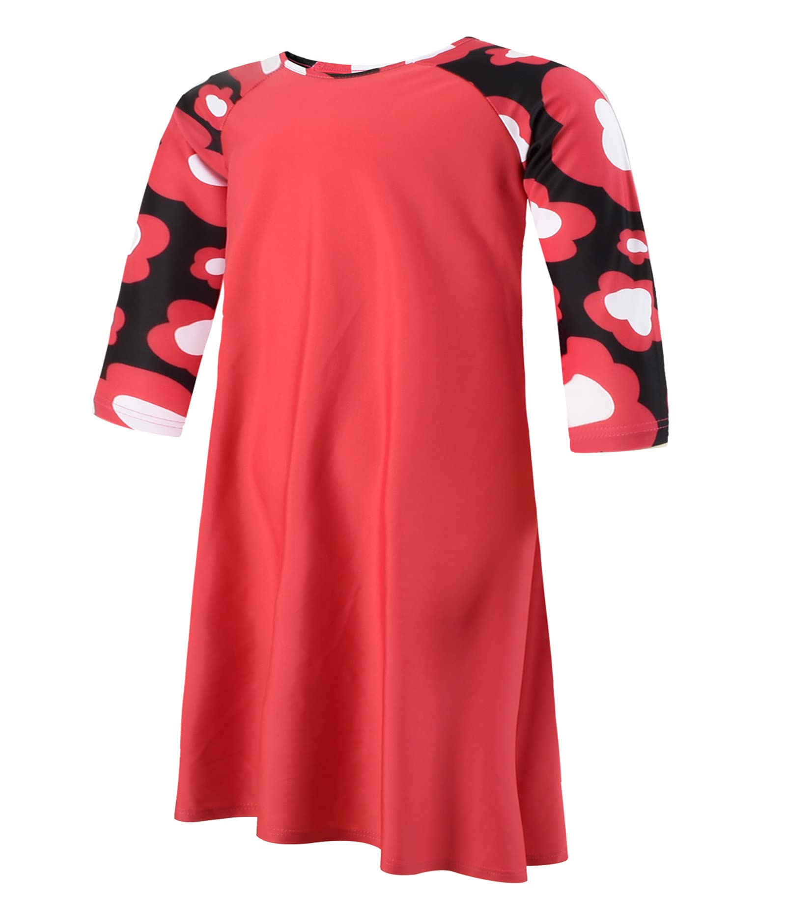 SNOW DREAMS Girls Swim Dress 3/4 Sleeve Modest Swimming Bathing Suits Tznius Beach Cover up Rush Guard