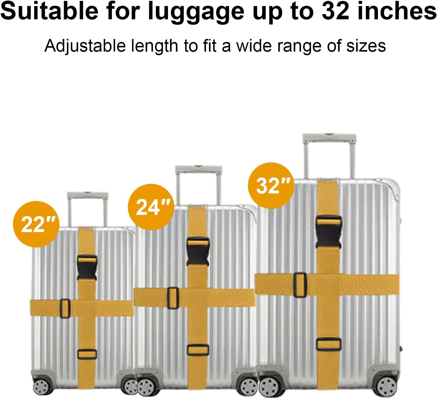 4Pcs Luggage Straps for Suitcase Travel Accessories Luggage Belt with Buckle Closure, Adjustable Luggage Belt for Travel Bag Closure, Luggage Security(Yellow)
