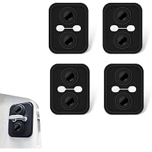 4 PCS Car Door Strike Protector, Silicone Thickened Door Latch Covers, Noise Reduction Self-adhesive Doors Latch Guard, Universal for Most Cars Black