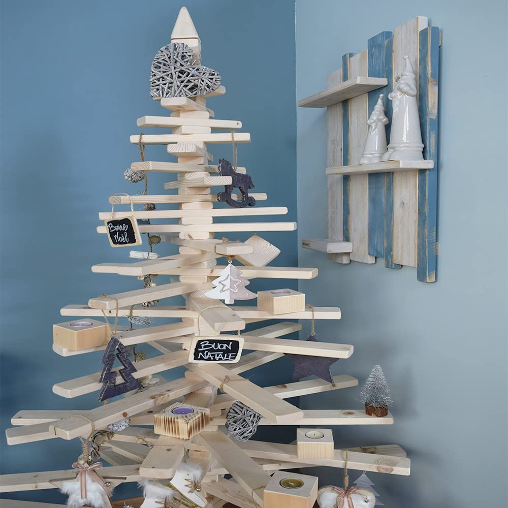 Sapin de Noël en bois naturel, 1,50 m