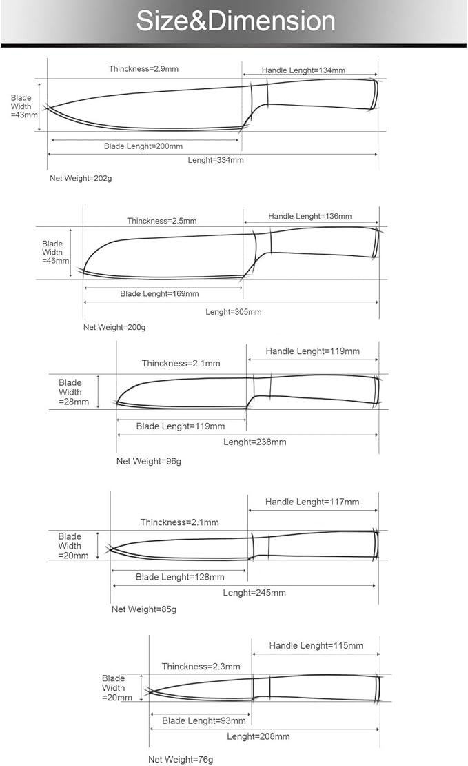 Set Cuchillos Cocina 3 Piezas Acero Inoxidable Madera miniatura 7