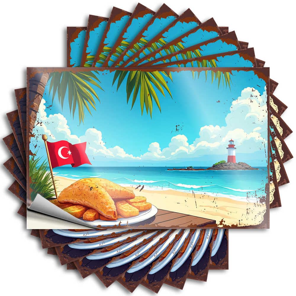 Turkish Delight On The Beach: A Coastal Feast with A View Bumper Bar Stuff Self Adhesive | Cozy Hat Vinyl Sticker Pack for Mom(8X12CM)