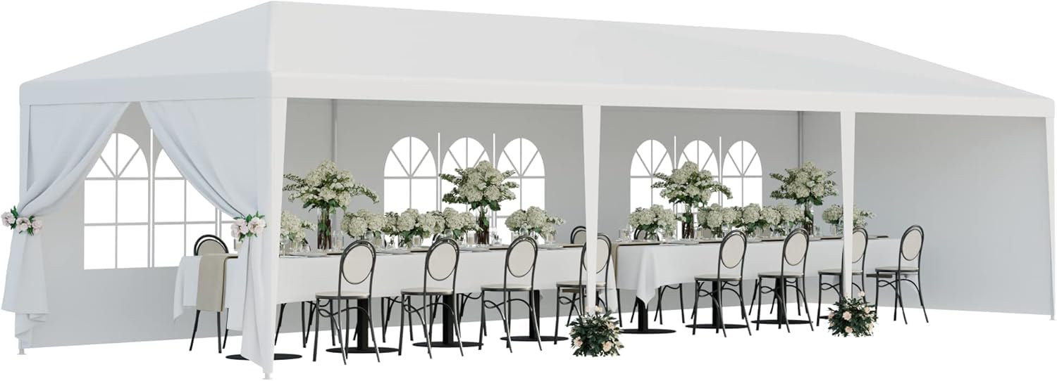 10'x30' Outdoor Party Wedding Tent Canopy Waterproof Camping Gazebo BBQ Shelter Pavilion Heavy Duty, 8 Removable Sidewalls (10x30)