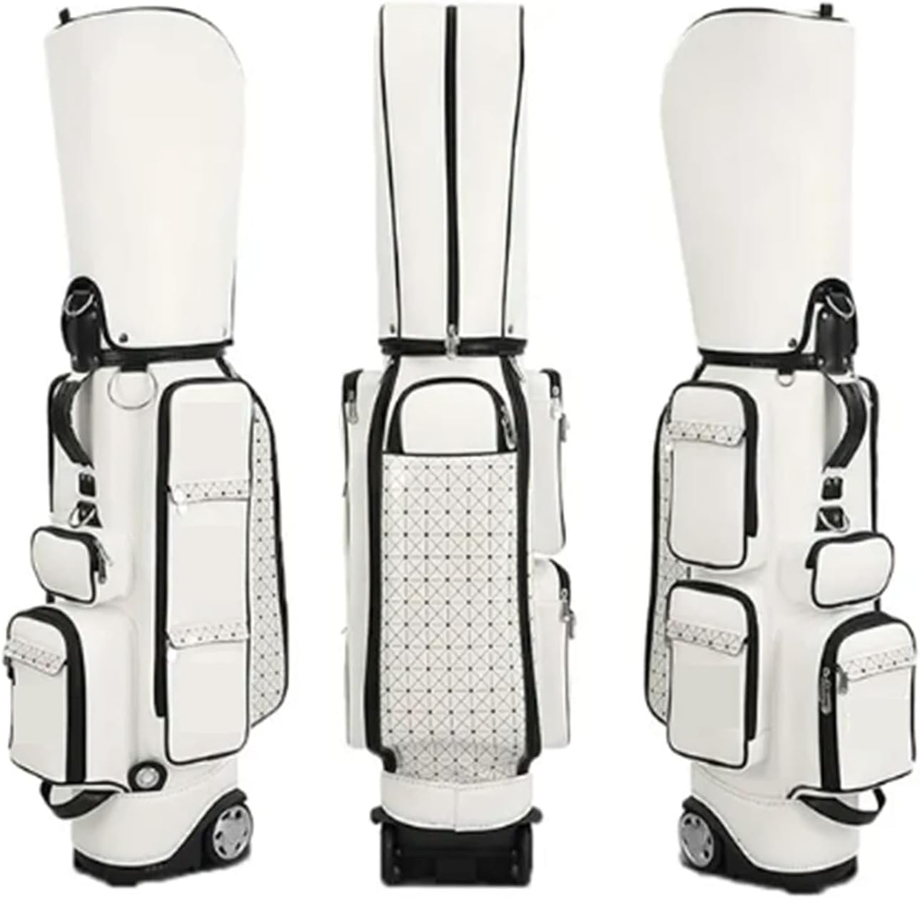 Lightweight Golf Bag with Pulleys, Divided Rod Hole, 10 Functional Storage Bags, Detachable Shoulder Strap, Easy to Carry