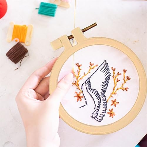 Miniatura 5 de FREEBLOSS Juego de 4 piezas de bordado pequeño de 3.7 pulgadas diseñado con patrones de libros, kit de iniciación de bordado con instrucciones