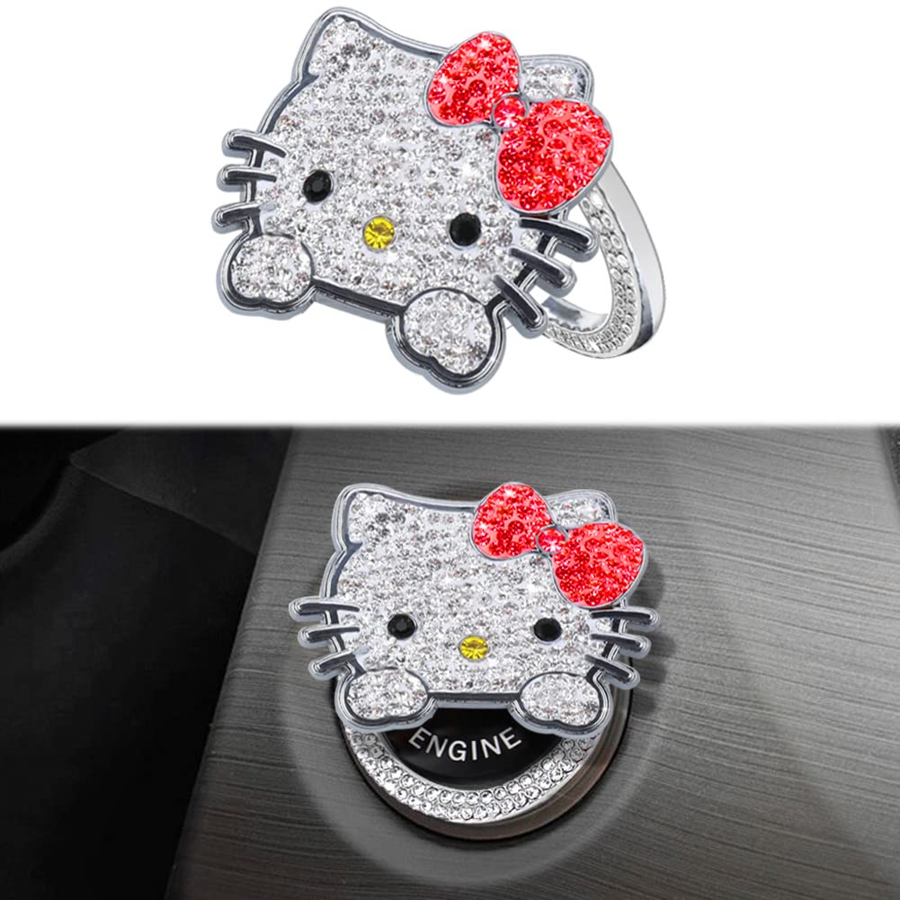 エンジンスターター ボタン カバー 赤 キティちゃん レッド スターターボタン Amazon.co.jp: YOLRIND 車のプッシュスタートボタンカバー、かわいい猫