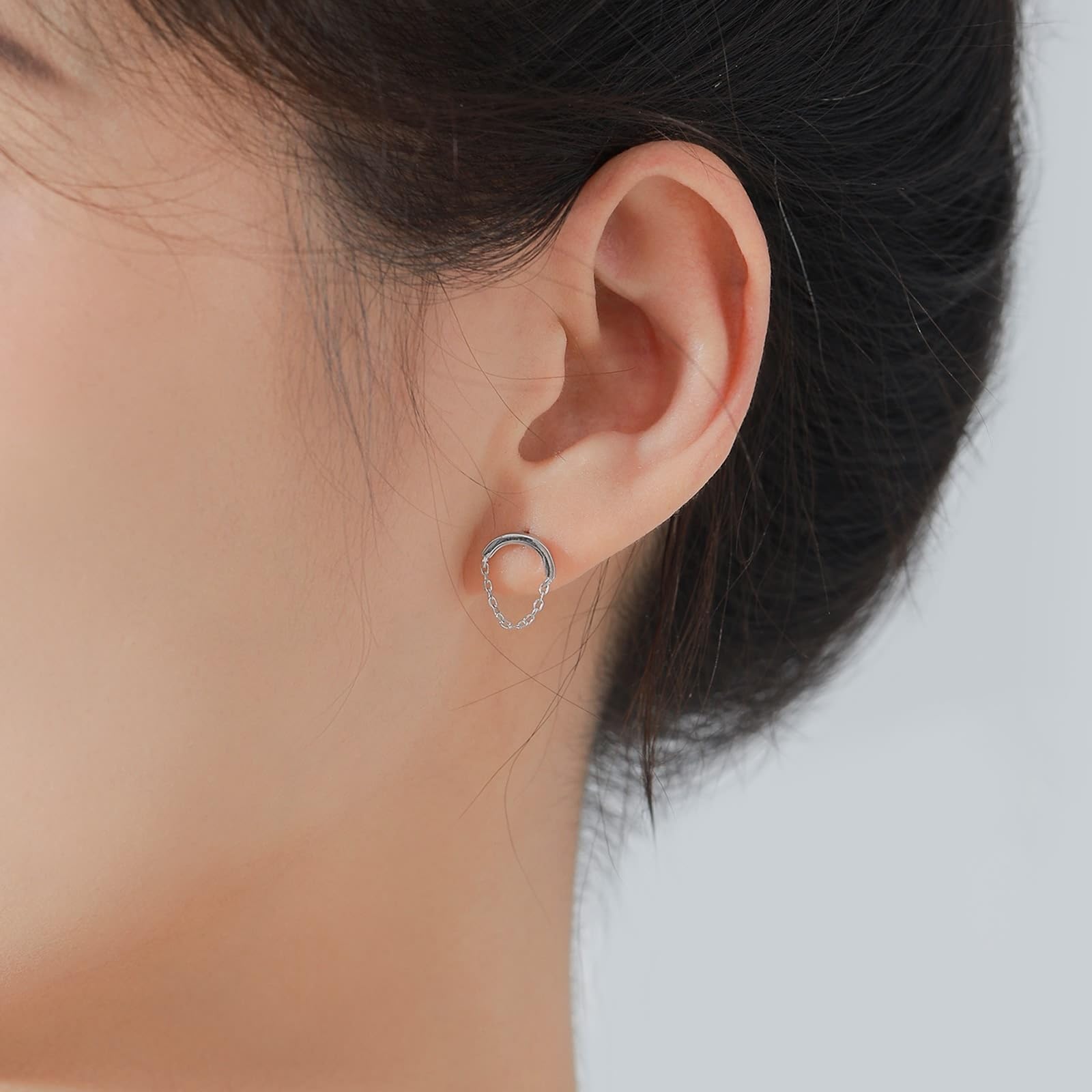 Pendientes de oro blanco Au375, joyas de oro auténtico, cadena en U