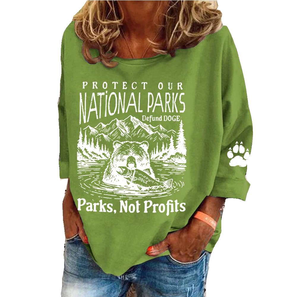Women's Retro Graphic Casual Protect Our National Parks Print Sweatshirt