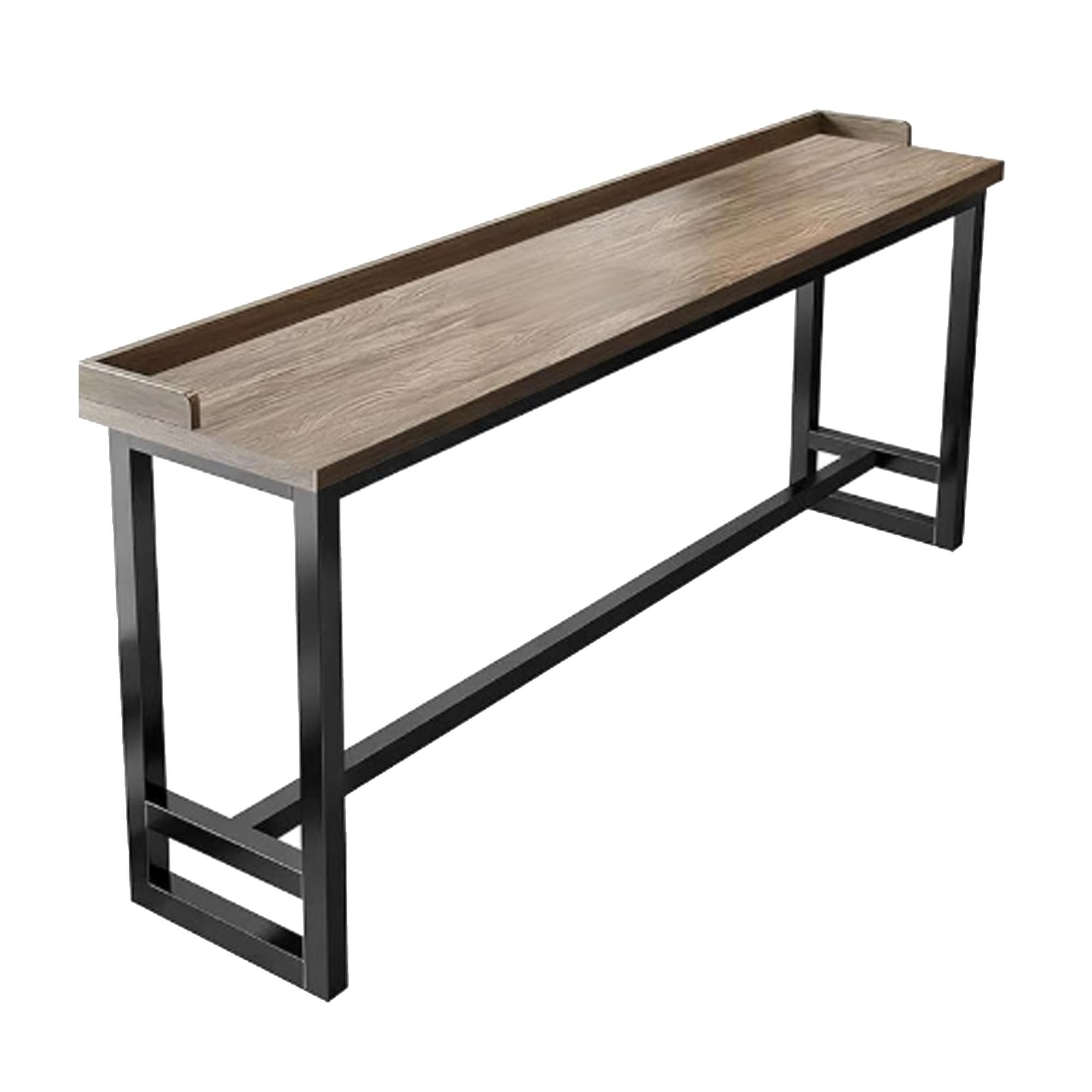 Tavolino alto da pub, in legno massello, con gambe in metallo, per cucina, soggiorno, ristorante e caffetteria, finitura in rovere grigio (180 x 40 x 105 cm)