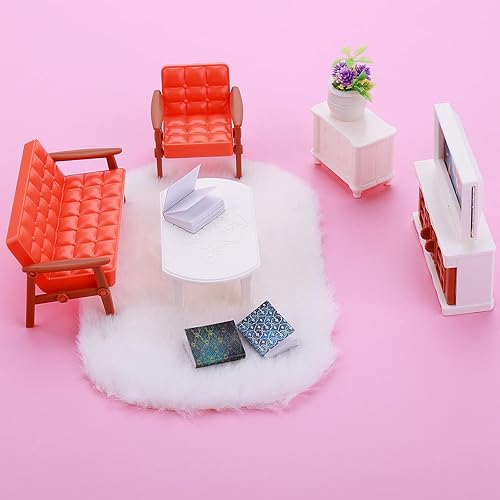 Miniatura 3 de Cobee 2 alfombras en miniatura, alfombra de lana para casa de muñecas 112, casa de muñecas, alfombras peludas blancas, mini muebles, accesorios para