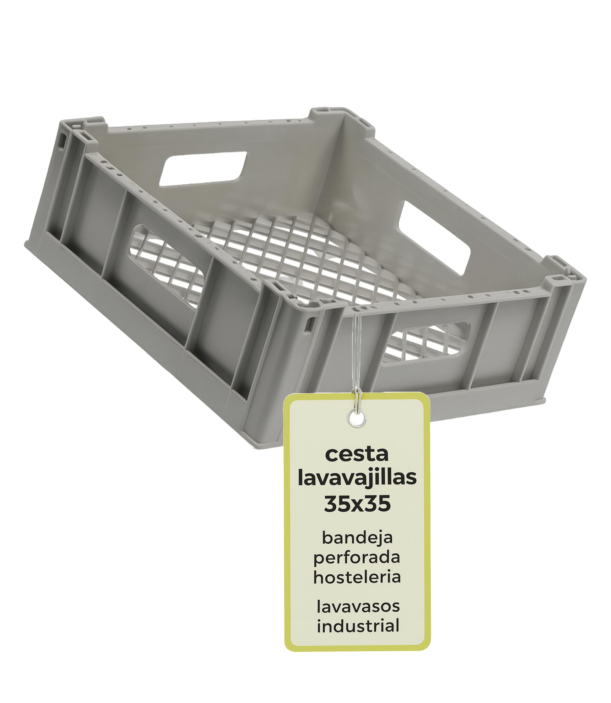 Bandeja Plastico Industrial 350x350x110 H mm Lavavasos Lavavajillas Hosteleria Restaurante Apilable Resistente Termico Higienico Secado Rapido Perforado Cocina Profesional OS51787
