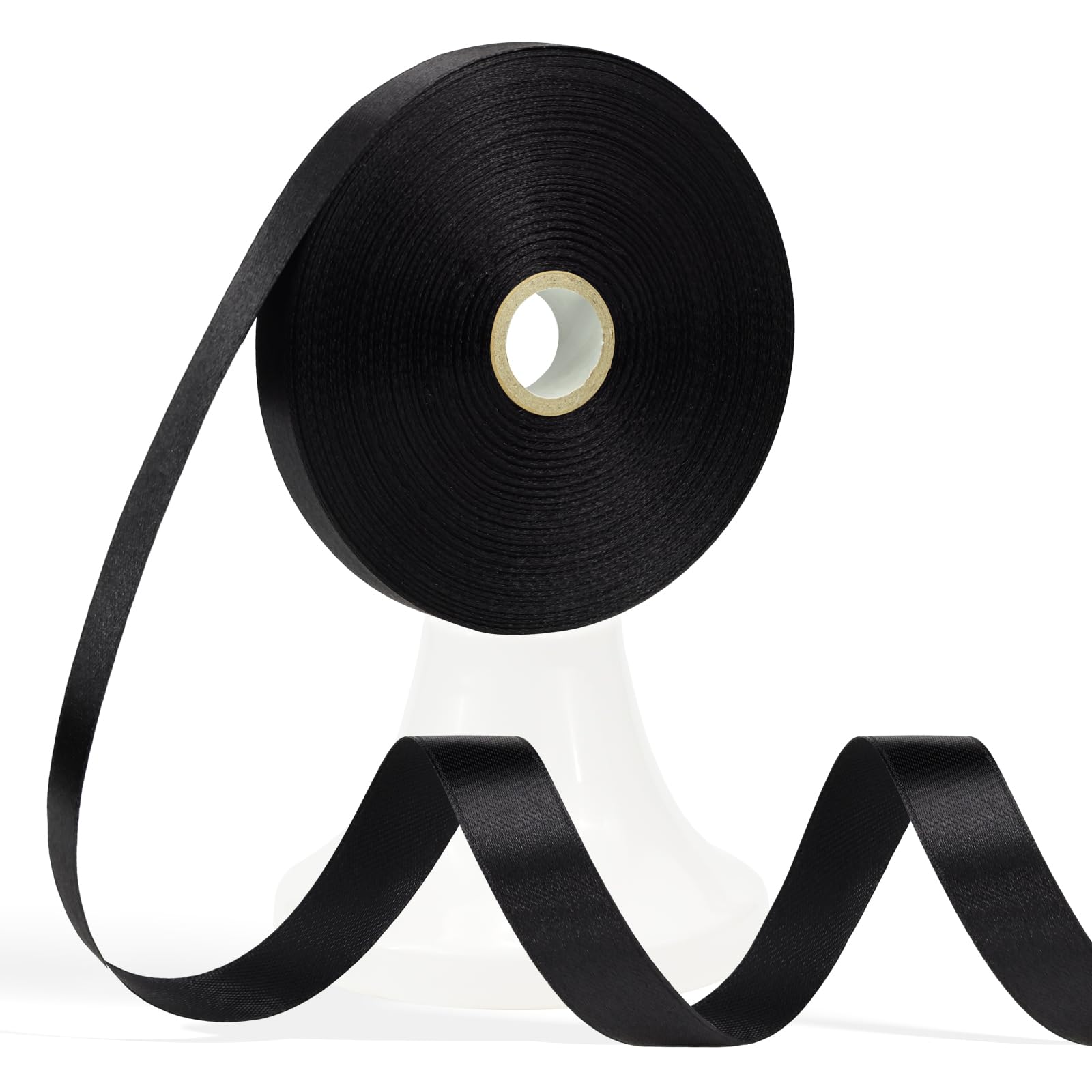 Apeseek 60 Yards Black Ribbon 5/8 Inch, Solid Black Satin Ribbon for Gift Wrapping, Crafts, Flower Bouquet, Wedding, Baby Shower, Festival, Christmas, Halloween