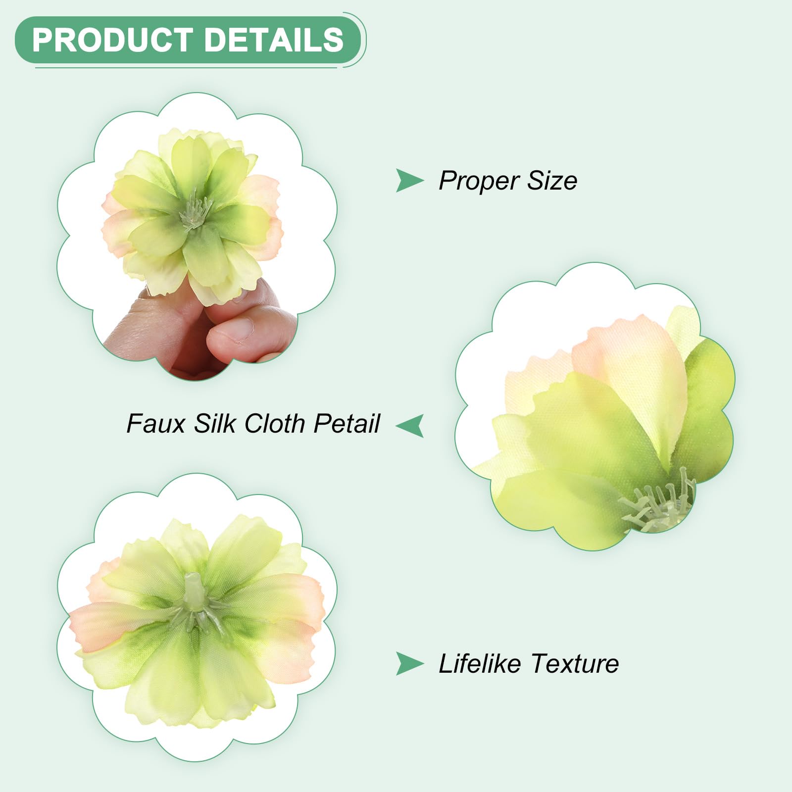 M METERXITY 50-Pack Artificial Flower Heads, Silk Fake Plum Blossom Head for Wedding/Garland/Hat/Shoes/Party Decoration - Image 2