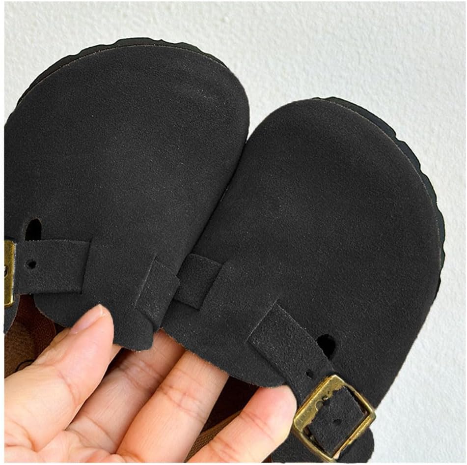 Kids Suede Clogs Toddler Clogs Boys Girls Sandals Cork Adjustable Buckle Mules - Image 2