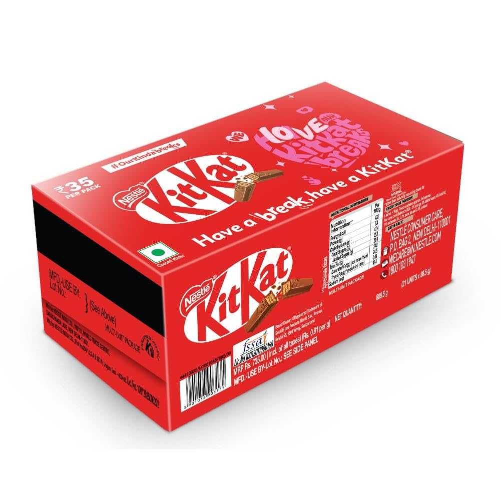 KitKat Love Break, 4 Fingers, Chocolate Coated Wafer, 38.5g (21 Units x 38.5g Each) (B08R771SXB) Amazon Price History, Amazon Price Tracker