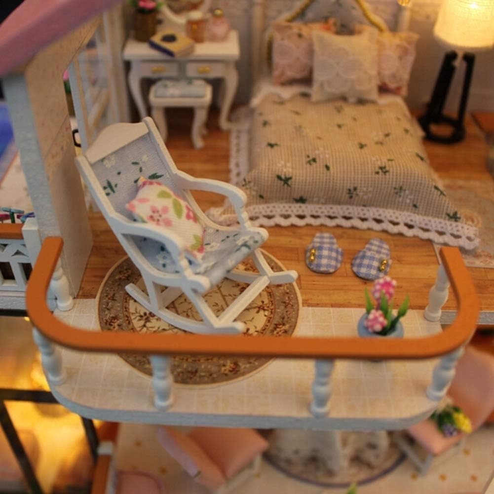 Generico Kit per Casa delle Bambole in Miniatura con Mobili in Legno E Luce LED Miniature da Costruire