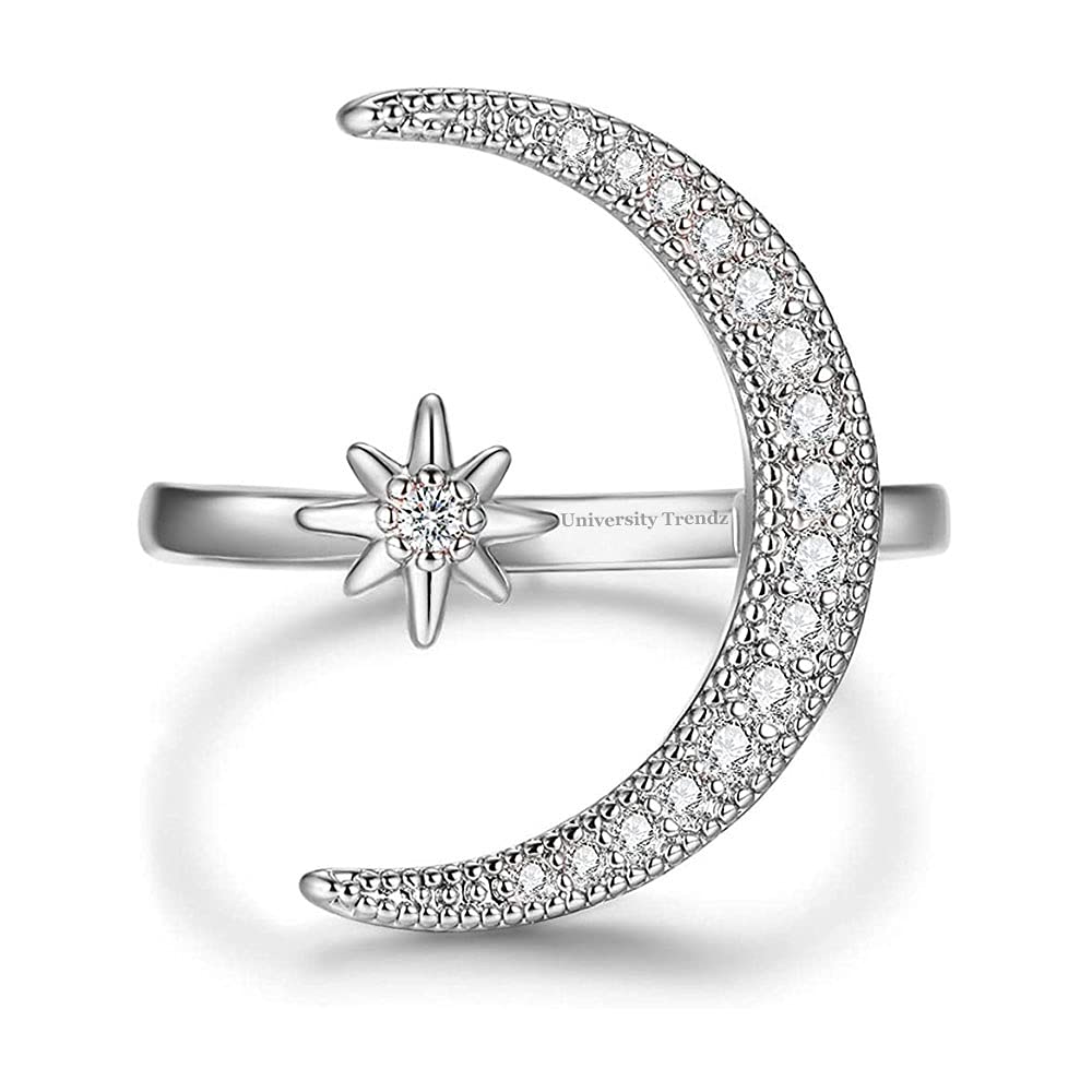 University Trendz Moon Star CZ Adjustable Rings for Women Girls - Valentines Day (B09DYCPSNS) Amazon Price History, Amazon Price Tracker