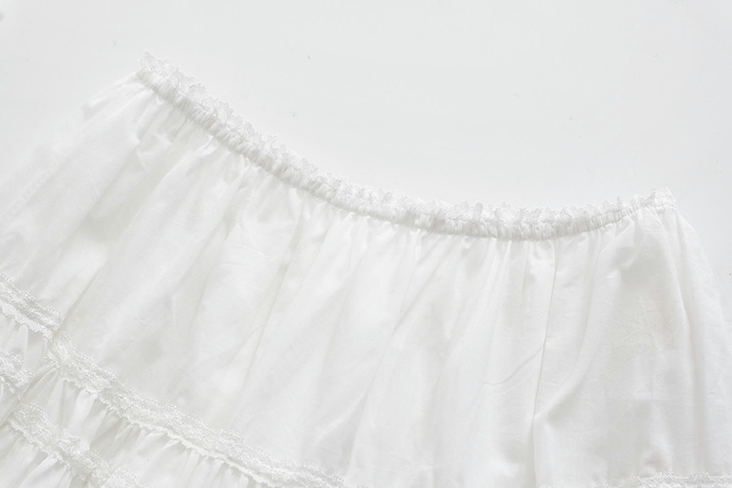 Falda Corta de Encaje con Cintura en Forma de A romántica e Informal para niña Nueva de Primavera-Blanco-M