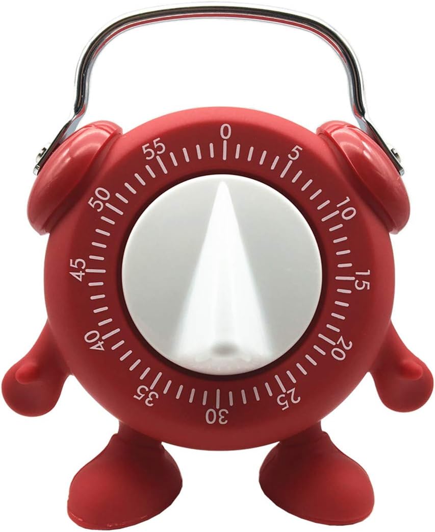 Kitchen Timer, 60 Minutes Countdown Cooking Teaching Egg Potty Training Wind Up Cute Timeout Timer No Battery (Red)