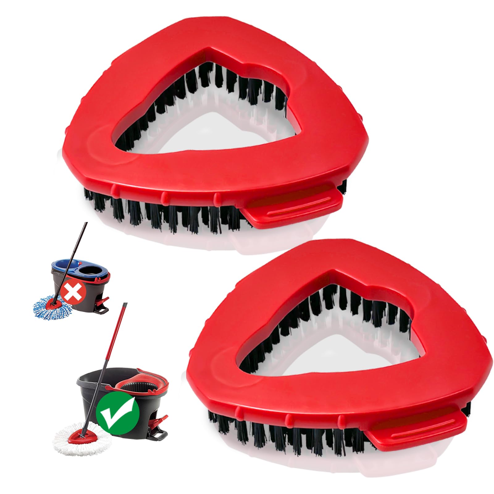 Spin Mop Scrub Brush Head, 2 Pcs Scrub Mop Compatible EasyWring 1-Tank System, Hard Bristle Cleaning Scrubber Mop Head for Bathroom, Kitchen, Tub and Tile