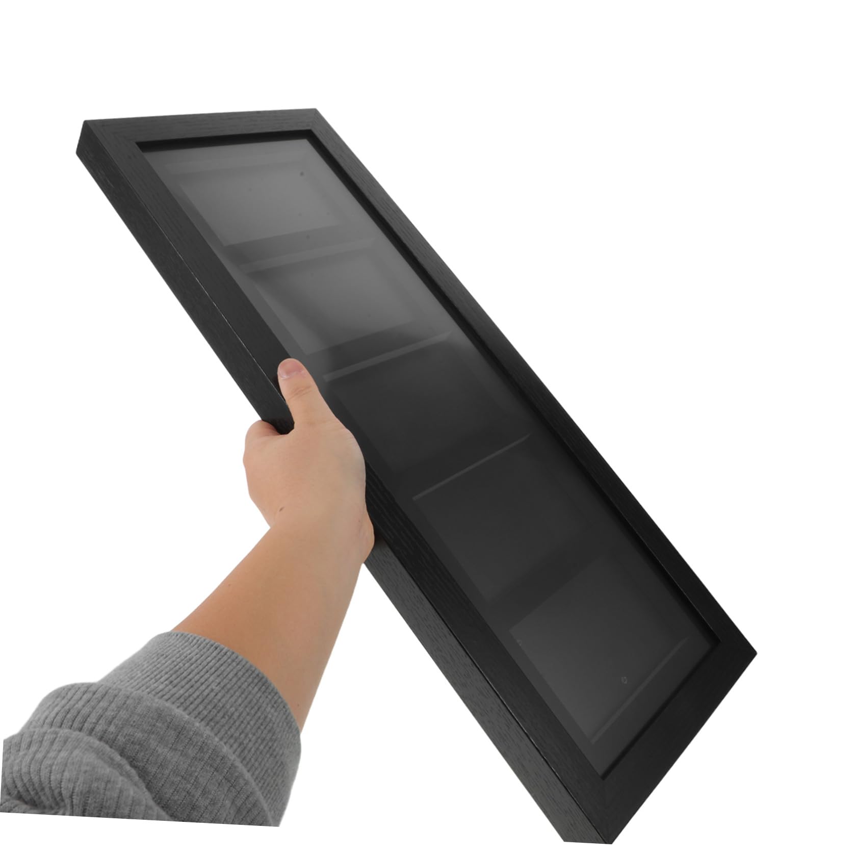 Zerodeko Playing Cards Card Display Case, Scatola Espositiva per Carte Collezionabili, 5 Scomparti, Fibra di Legno Nero, Soluzione Salvaspazio, per Esposizione da Parete di Carte