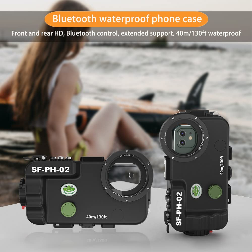 para iPhone X, Android y Todos los Modelos de teléfono. Estuche Impermeable con Control de Bluetooth, Blanco, 130 pies / 40 m. Cubierta Completa sellada a Prueba de Agua.
