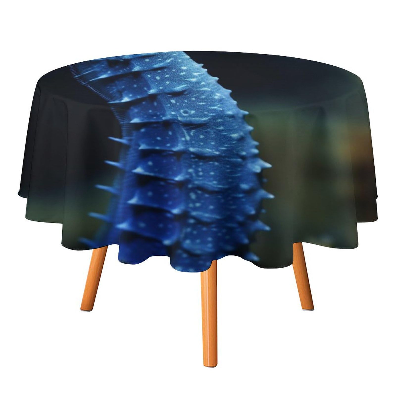 Nappe ronde hippocampe bleu de qualité supérieure pour une table élégante