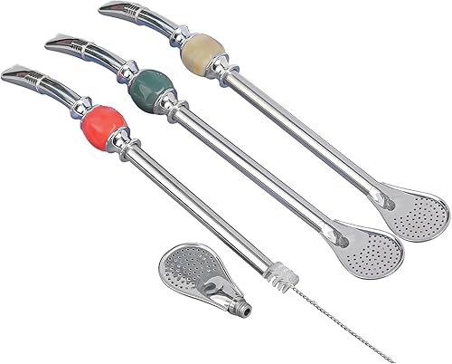 Miniatura 6 de Pajitas grandes de acero inoxidable Yerba Mate Premium - Bombillas para beber calabaza mate, con filtro de cabeza extraíble (blanco)