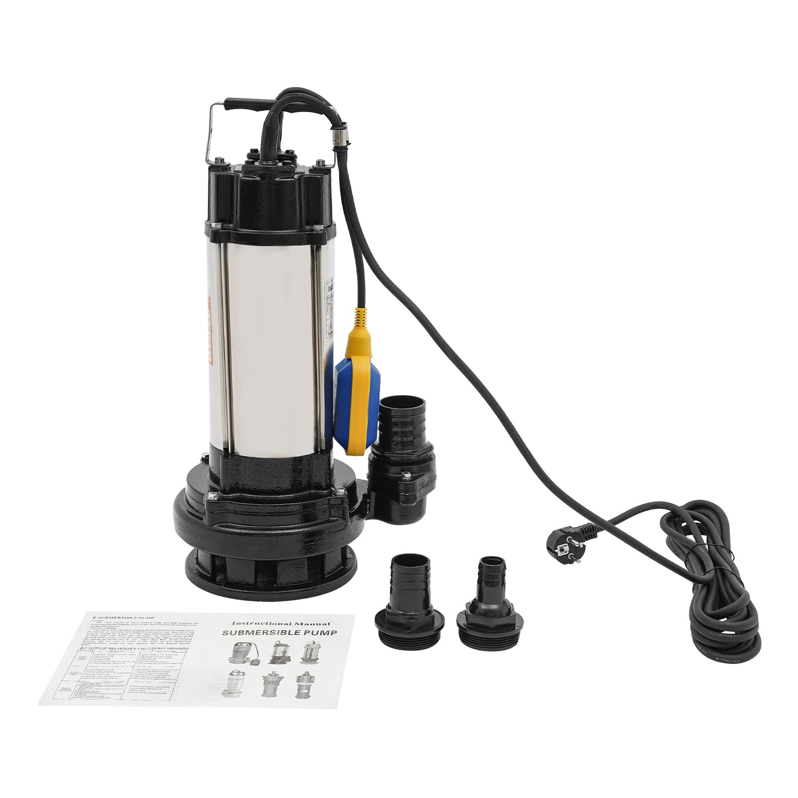 Pompa per acqua sporca - 1500 W, 36000 L/H, pompa immersione, con interruttore a galleggiante, in acciaio inox, pompa per feci con interruttore a galleggiante, facile da usare