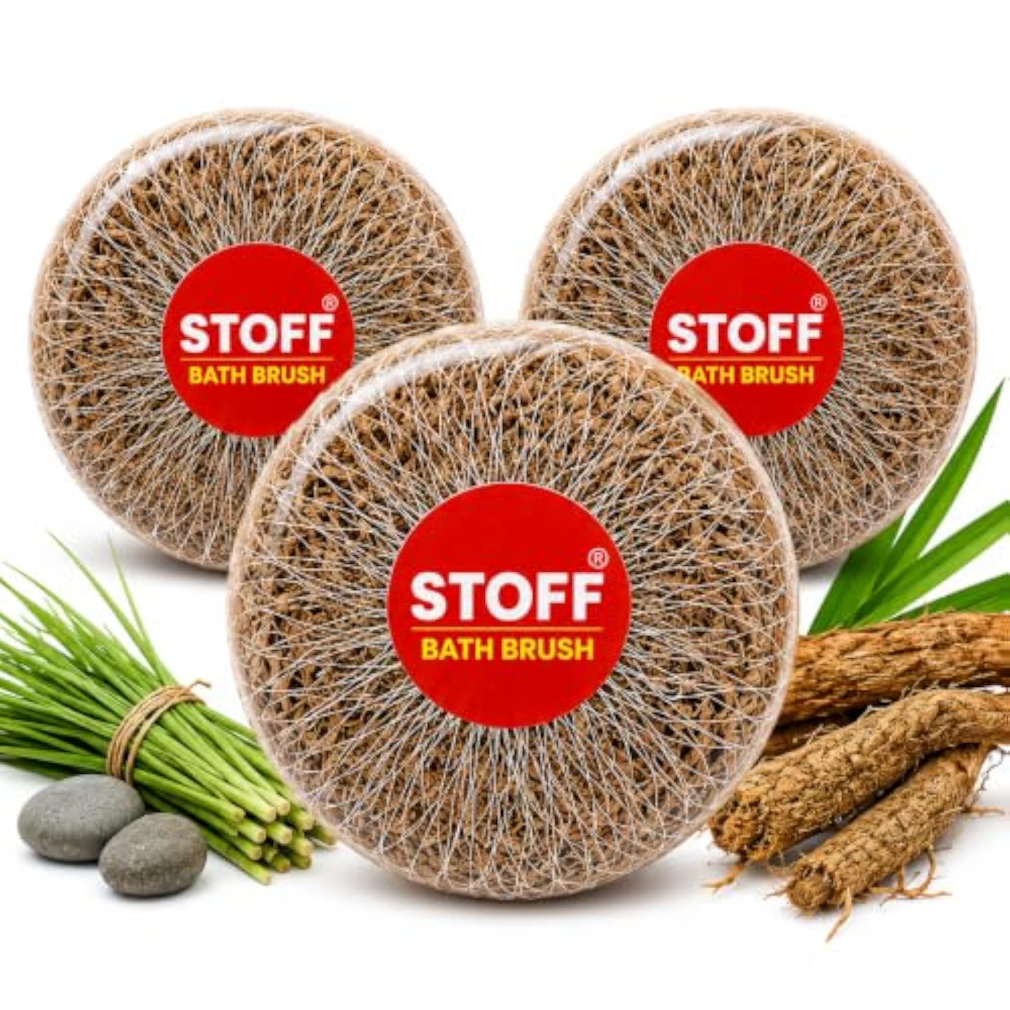 STOFF Premium Ramacham Bath Brush, Natural Exfoliation
