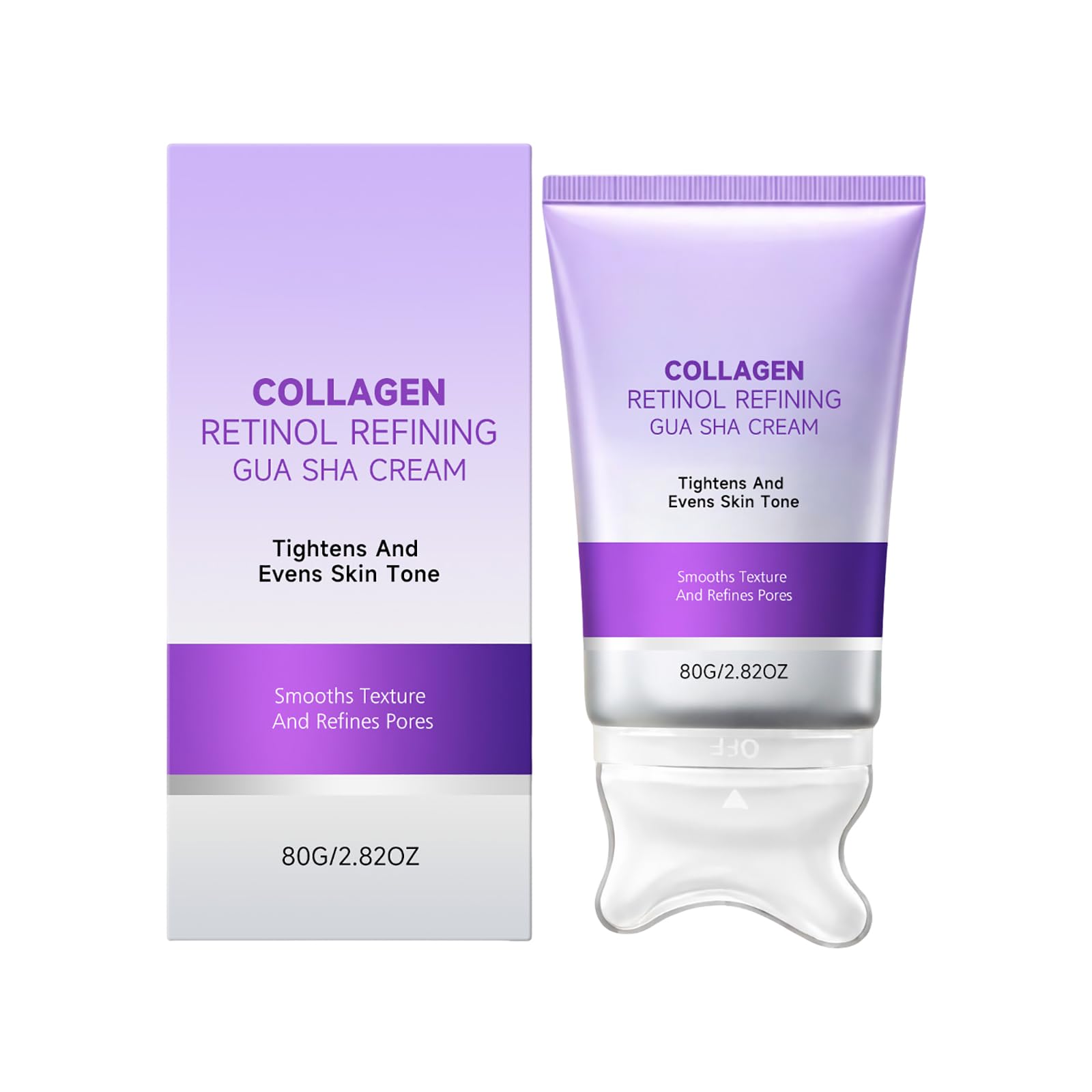 Collagen Retinol Gua Sha Cream for Skin Refining, Neck Massager Neck Cream for Toning and Lifting, from Chin to Décolleté, Daily Moisturiser, Care Against Fine Wrinkles